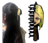 Double Sided Horror Movie Inspired Hair Claw Clip, Distinctive Patterns For Halloween Chic, 4.7 X 1.8 Inch Acrylic Hair Grip For Stylish Ladies, Weird Halloween Party Hair Accessories Gifts