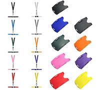 Double Sided ID Card Holder Dual Orientation (White) with Matching Colour Lanyard Metal Clip - Dual Purpose Badge Holder Landscape or Portrait from PCL Media Ltd