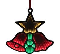 Double Sided Infinity Mirror Waving Santa Christmas Light - 40cm LED Standing Santa Decoration, Multicolour Lights, 5m Cable Indoor Window (Double Sided Infinity Mirror Twin Bells with Star)