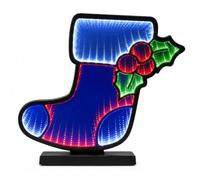 Double Sided Infinity Mirror Waving Santa Christmas Light - 40cm LED Standing Santa Decoration, Multicolour Lights, 5m Cable Indoor Window (Double Sided Infinity Mirror Christmas Stocking)