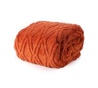 Double Sided Jacquard Fleece Throw Blanket 200×230cm, Soft Flannel Diamond Check Pattern Blanket for Sofa Bed Lounge Office Travel, Skin-Friendly Warm Breathable Machine Washable, Pumpkin Orange