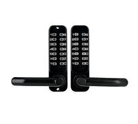Double-Sided Keyless Entry Door Lock, Mechanical Keypad Double Door Lock with Handle, Waterproof Zinc Alloy Door Gate Lock with Code for Yard Garden Garage, Easy to Install (Black)