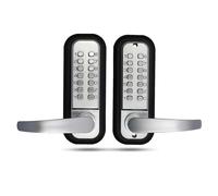 Double Sided Keypad Door Lock with Handle,Double Sided Keyless Door Lock, Stainless Steel Sunscreen Waterproof Double Sided Gate Lock for Outdoor Fences (Silvery)