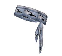 Double Sided Killer Whales Swim Along Print Sports Head Tie,Adjustable Elastic Sweatband,Breathable Headwear