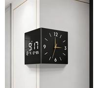 Double Sided LED Wall Clock with Luminous Display, Rechargeable Battery, Silent Auto-Sensor Light for Home Decor