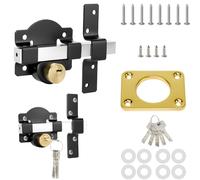 Double Sided Long Throw Gate Lock, Both Side Gate Lock Door with Key, Double-Sided Key Lockable, Heavy Duty Stainless Steel Gate Bolt for Sheds, Yard, Wooden Garden Gates, Doors, Anti-Theft Security