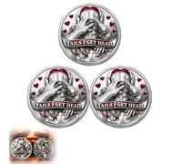 Double Sided Lucky Coin for Date Night Ideas, Heads I Get Tail/Tails I Get Head Commemorative Coin, Funny Heads and Tails Challenge Coin, Humor Prank Toy for Couples, Collectors (A - 3PC)