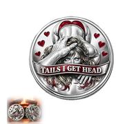 Double Sided Lucky Coin for Date Night Ideas, Heads I Get Tail/Tails I Get Head Commemorative Coin, Funny Heads and Tails Challenge Coin, Humor Prank Toy for Couples, Collectors (A - 1PC)