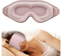 Double-Sided Lycra Sleep Mask, 3D Eye Mask for Sleeping, Memory Foam Eye Cover, Adjustable Elastic Strap, Airline Eye Mask for Travel, Nap, Side Sleep (Pink)