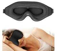 Double-Sided Lycra Sleep Mask, 3D Eye Mask for Sleeping, Memory Foam Eye Cover, Adjustable Elastic Strap, Airline Eye Mask for Travel, Nap, Side Sleep (Black)