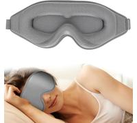 Double-Sided Lycra Sleep Mask, 3D Eye Mask for Sleeping, Memory Foam Eye Cover, Adjustable Elastic Strap, Airline Eye Mask for Travel, Nap, Side Sleep (Gray)