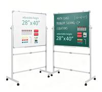 Double-Sided Magnetic Mobile Whiteboard with Stand, 70×100cm Rolling Whiteboard Dry Erase Board on Wheels, Green Adjustable Protable Standing White Boards for Home, School, Office