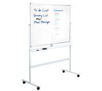 Double-Sided Magnetic Mobile Whiteboard with Stand, Rolling Whiteboard Dry Erase Board on Wheels,Large Adjustable Protable Standing White Boards for Home, School, Office (90×120cm)