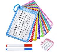 Double-Sided Math Learning Cards, Times Tables Multiplication Flash Cards with Dry Erase Markers and Keychains, Educational Times Table Book for Kids Ages 5+ Classroom Homeschool Supplies