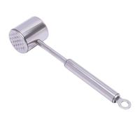 Double-Sided Metal Meat Mallet, 2-Sided Meat Pounder with Hanging Hook, Ergonomic Kitchen Tool for Tenderizing Steak, Beef, Chicken, Dishwasher (Silver, 26 * 6)