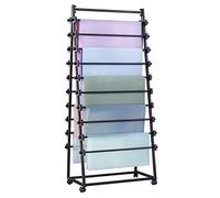 Double Sided Metal Ribbon Display Rack with Wheels Adjustable 120 cm Height Ideal for Craft Rooms Events and Gift Wrapping - Perfect Scarf Organizer!
