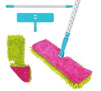 Double Sided Microfibre Mop Cleaner Sweeper Wooden Laminate Tile Floor Wet Dry + 1 Extra Refill Pad