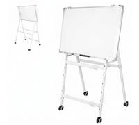 Double-Sided Mobile Whiteboard, Magnetic Rolling Dry Erase White Board on Wheels with Aluminium Frame and Stand, Height Adjustable Portable Whiteboard for Office Home School Use (80x120 cm)