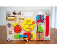 Double-Sided Montessori Busy Board Fine Motor Skills Learning Toy Dyzi Beige One Size