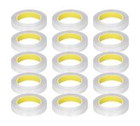 Double Sided Mounting Tape Heavy Duty Clear Transparent Strong Adhesive Removable Reusable for Home Office Car Bathroom Kitchen 15 Rolls 0.1mm Thick 20mm Wide 5m Long