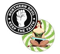 Double-Sided Northern Soul Pin Up Girl Slipmats for Turntable | Soft High Quality Felt Turntable Mat Pair | 1960s Style Mod Turntable Pad | Produced in Berlin by Concrete Schoolyard