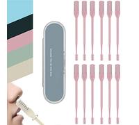Double Sided Nose Hair Knife, 12 Pcs Enhanced Nose Hair Trimmer Clipper, 360 Degree Rotate Nostril Cleaning Scissors, 2-in-1 Double-Head Manual Nose Hair Knife for Men Women