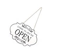 Double Sided Open Close Sign 33 x 20 Cm Wooden Sign for Cafe or Retail Business