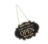 Double Sided Open Close Sign 33 x 20 Cm Wooden Sign for Cafe or Retail Business