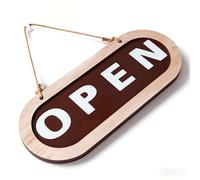 Double Sided Open Closed Sign - Durable Hanging Business Sign for Shops, 20cm Rustic Wooden Design with Rope Hanger, Easy to Install Store Sign