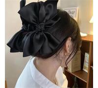 Double-Sided Oversized Bow High Cranial Top Face Small Satin Black Grab Clip - Simple Fashion Princess Shark Clip