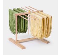 VonShef Pasta Drying Rack & Storage Bag, Collapsible Wooden Noodle Stand for Homemade Spaghetti, Fresh Pasta Drying Tree with 12 Arms, Natural, Non-Toxic Beechwood Frame with Anti-Bacterial Properties