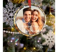 Double-Sided Personalized Christmas Ornament With Photo - Custom Crystal Bauble For Family, Couples, Friends - Xmas Tree Decoration Gift For Wedding, Anniversary