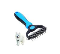 Double Sided Pet Grooming Rake, Professional Deshedding & Dematting Brush, Dual Function Undercoat Rake, Effective Fur Removal Tool for Long and Short Haired Dogs Cats (Blue,L,1PCS)