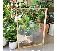 Double Sided Photo Frame, Wood Textured Acrylic Lens for Plant Specimen Decoration, Home Decor, A2 Size