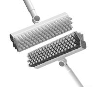 Double Sided Pool Floor Scrubbing Brush With 180 Degree Rotating V Head For Tight Corners And Grout Lines Cleaning White Long Handle Tool Set(blue)