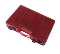 Double-Sided Portable Fishing Tackle Storage Organizer with Large Capacity Compartments, Secure Clips, Comfortable Carry Handle, Plastic(red)