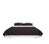Double Sided Quilted Bedspread 230 x 260 cm Cream and Brown Microfiber with Cotton Filling for Winter and Summer Blanket Washable Breathable Lightweight and Warm