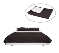 Double-sided Quilted Bedspread 230x260cm Cream and Brown Bedding Cover vidaXL