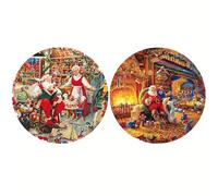 Double-Sided Round Jigsaw Puzzle Set, Zodiac Art, Hot Air Balloons and Holiday Scenes, Flip Toy Collection (Zodiac signs)