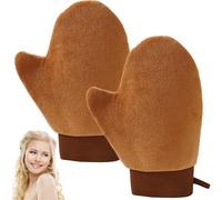 Double-Sided Self Tan Velvet Glove - Ultra Soft Applicator for Tanning Mousse & Lotion, Anti-Slip Thumb with Waterproof Layer, Reusable for Self Tanners & Sunscreen (Brown)