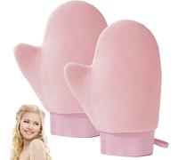 Double-Sided Self Tan Velvet Glove - Ultra Soft Applicator for Tanning Mousse & Lotion, Anti-Slip Thumb with Waterproof Layer, Reusable for Self Tanners & Sunscreen (Pink)