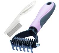 Double Sided Shedding and Dematting Undercoat Rake Comb for Dogs and Cats - Cat and Dog Flea Comb Set (Small, Pink)