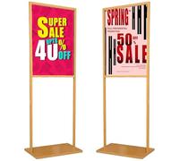 Double Sided Sign Stand Business & Store Sign Holders, Photo Display Board Waterproof Frames Pedestal Sign Holder,information Board(Gold,60 * 80)