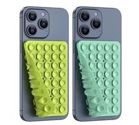 Double Sided Silicone Suction Phone Holder Mount, Silicon Accessory for iPhone and Android, Hands-Free Mirror Shower Phone Holder, TikTok Videos and Selfies (Green+Turquoise)