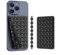Double Sided Silicone Suction Phone Holder Mount, Silicon Accessory for iPhone and Android, Hands-Free Mirror Shower Phone Holder, TikTok Videos and Selfies (Black, 1PCS)