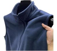 Double-Sided Soft Fleece Vest for Men with Structured Stand Collar Designed for Outdoor Activities and Everyday Comfort (2XL Blue)
