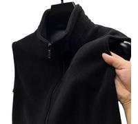 Double-Sided Soft Fleece Vest for Men with Structured Stand Collar Designed for Outdoor Activities and Everyday Comfort (XL Black)