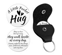 Double Sided Stainless Steel Tokens Sympathy Gifts Pocket Hug Token Remembrance Sympathy Gift for Loss for Friends Family Condolence Grieving Keepsake Grief Gifts Hug Token with Black Leather Keychain