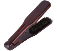 Double Sided Straightening Brush Wooden Bristle V Shaped Coffee