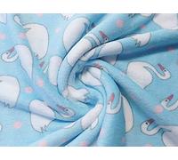 Double Sided Super Soft Cuddle Fleece Fabric Material Blue SWAN, 1Mtr 150cmx100cm